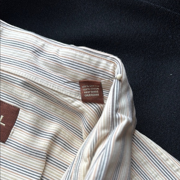 Oak Hill Tan Casual Button Down Shirt with Stripes - Picture 4 of 7